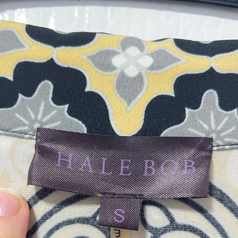 Hale Bob Belted Long Sleeve stretch Jersey button front dress size small - Picture 4 of 8